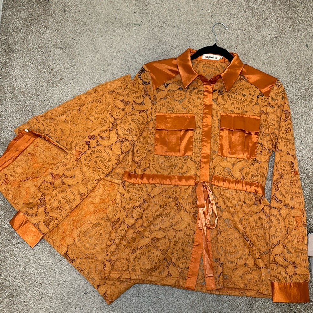 Embroidered 2 piece mesh suit!! Size small, work once! Guaranteed to turn heads!